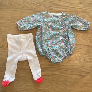 Jacadi floral romper with tights